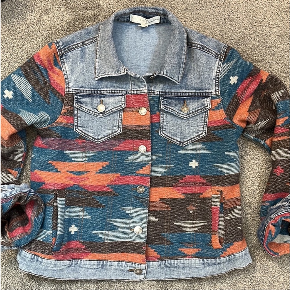 Denim Aztec Jacket Vintage Cato Size Small